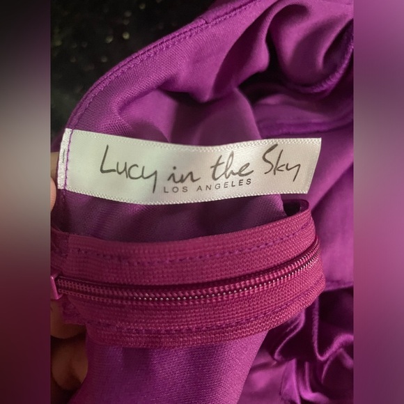 Lucy in the Sky Quinn A-line Dress in Purple Satin Hoco Homecoming - Picture 8 of 8